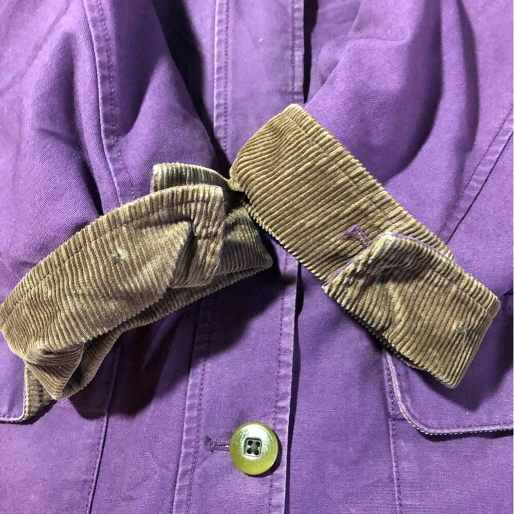 LL Bean womens plum purple quilted chore barn coat L corduroy trim 267097 lined - Picture 6 of 16